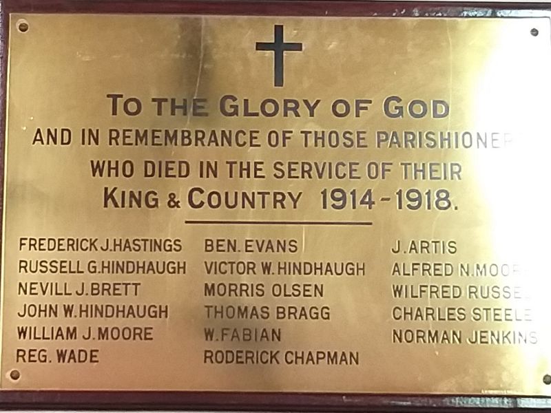 St Johns Anglican Church Roll of Honor (WW1)