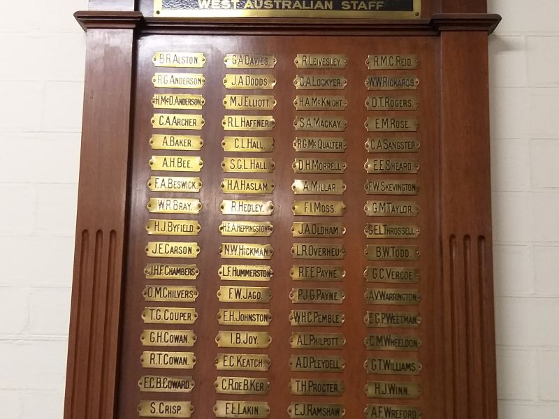 Union Bank of Australia Ltd (WA Staff) Roll of Honour