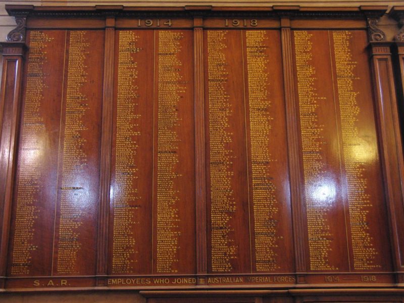 Adelaide South Australian Railways WW1 & WW2 Honour Boards