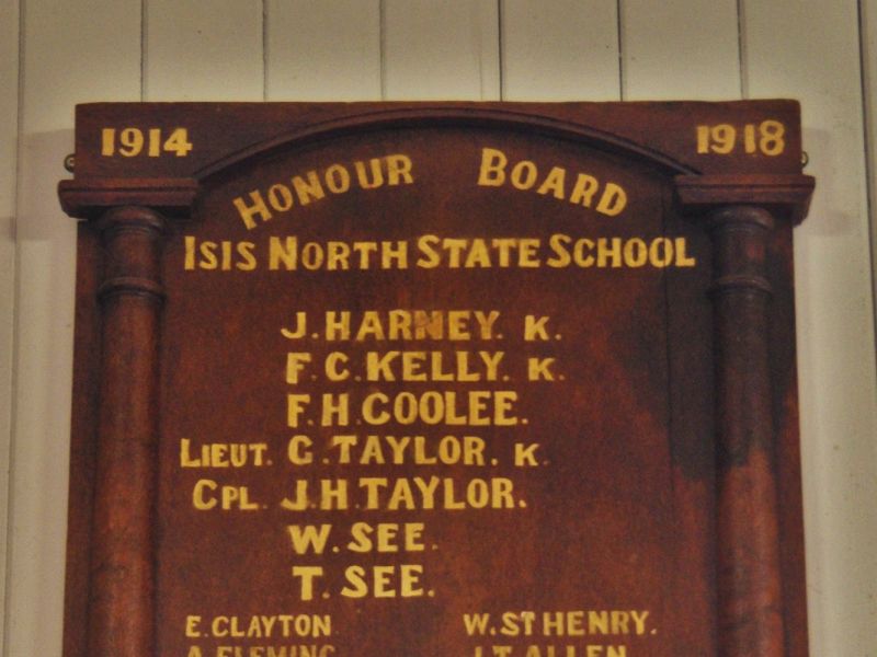 Isis North State School Honour Board, within Isis RSL, Childers Qld