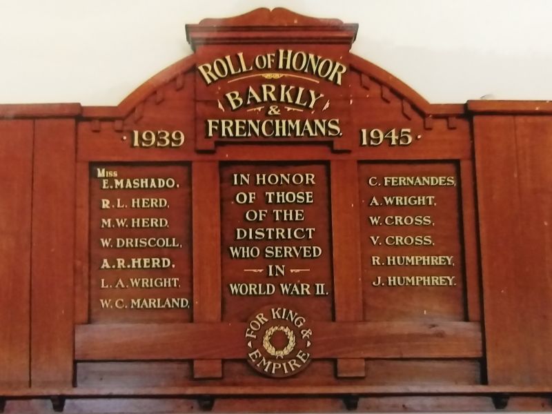 Barkly & Frenchmans Roll of Honor