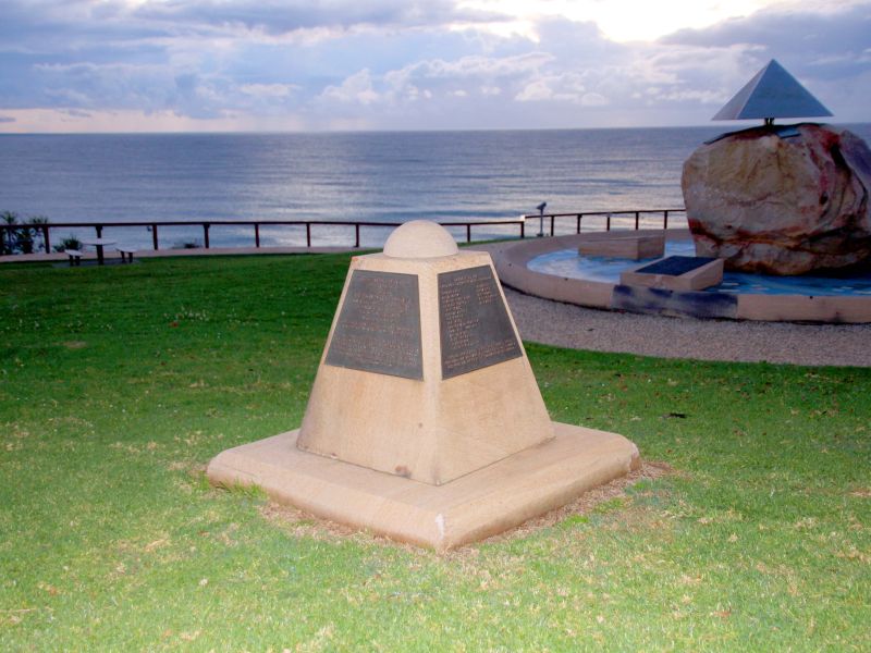 USS Mugford Memorial with Hospital Ship Memorial in the Background at sunrise
