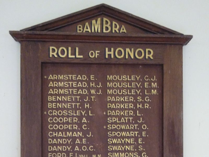 Bambra Roll of Honor 1914-1919