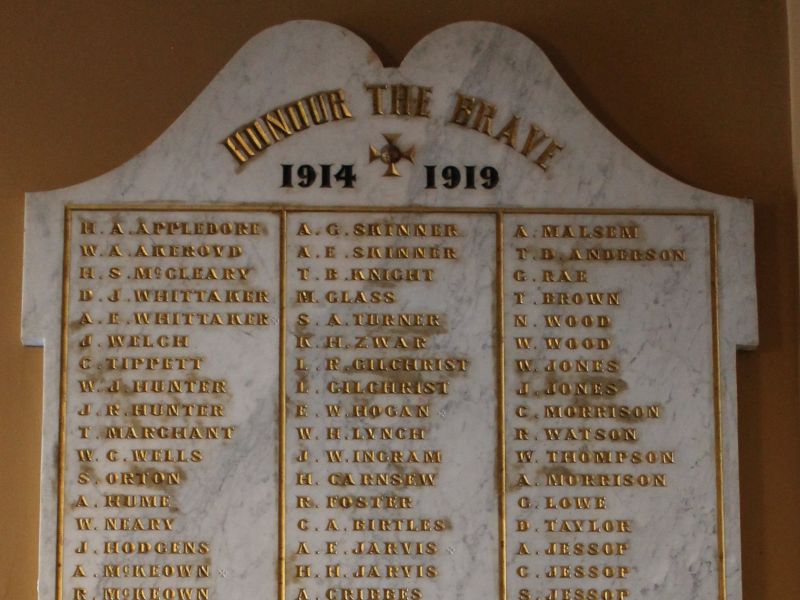 1914 -1919 Honour Board