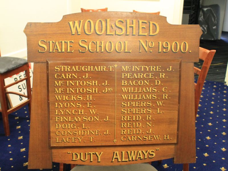 Woolshed State School No 1900 Honour Board