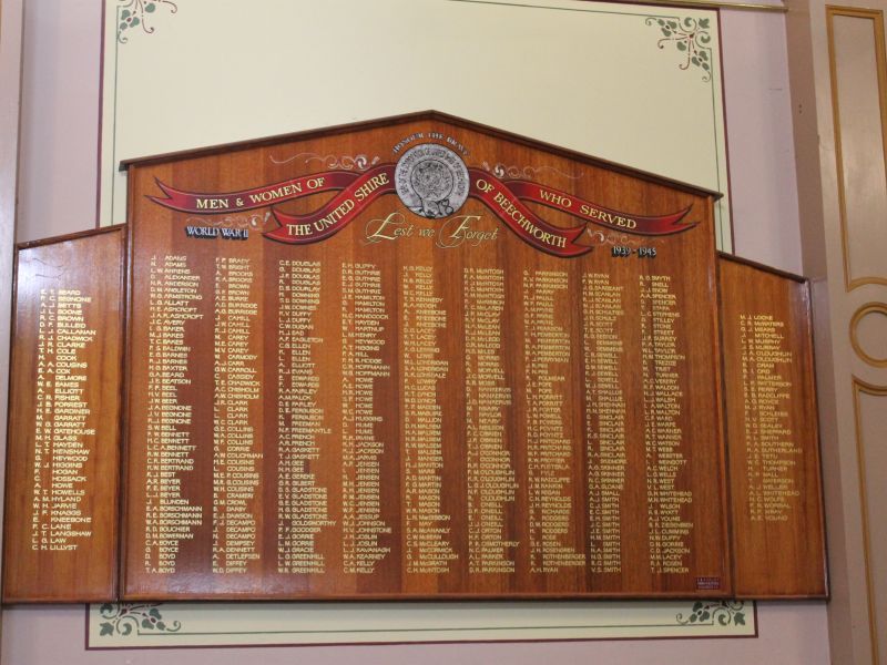 United Shire of Beechworth WW2 Honour Board