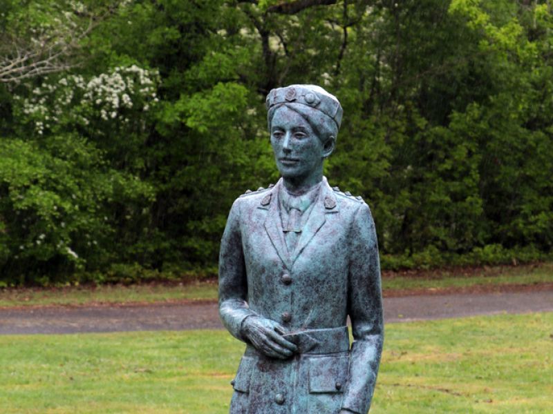 Frontal view of statue