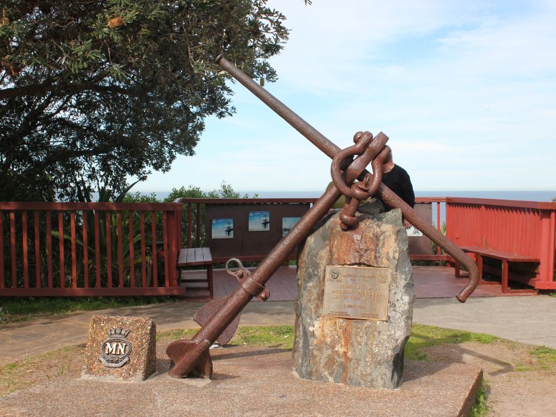 The ship's anchor forming the Norah Head Merchant Mariners Memorial