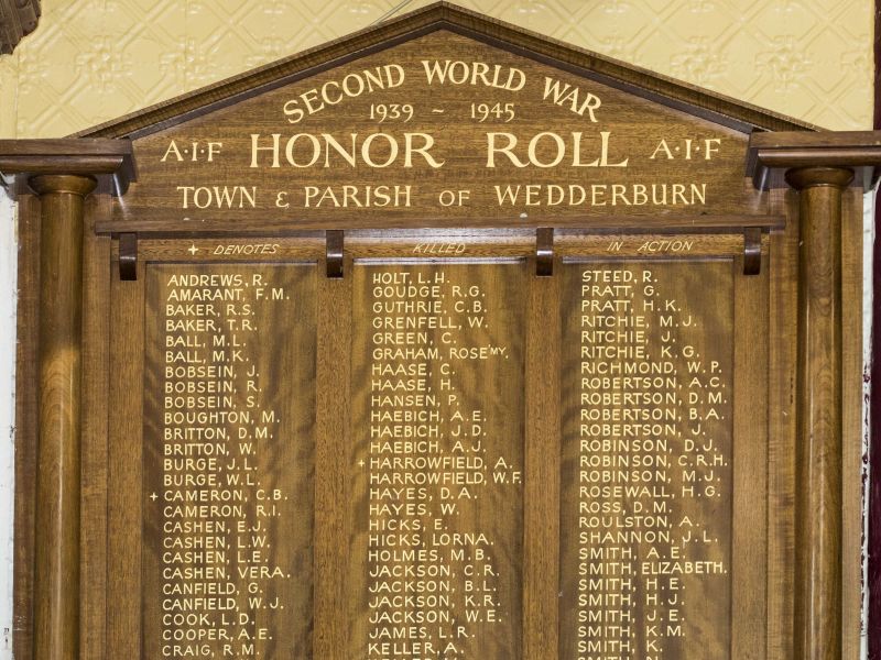 Wedderburn WW2 Honour Roll