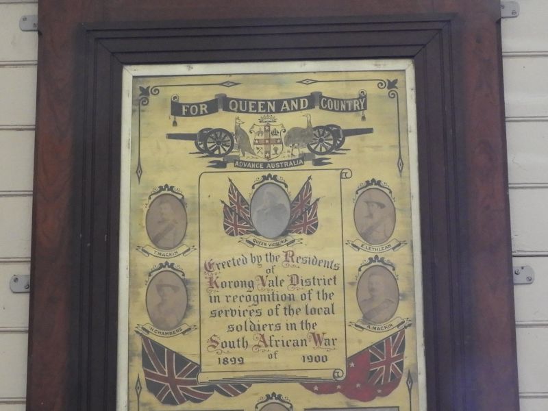 Korong Vale Hall Honour Roll (Boer War)