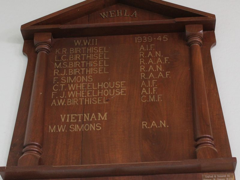 Wehla Honour Roll