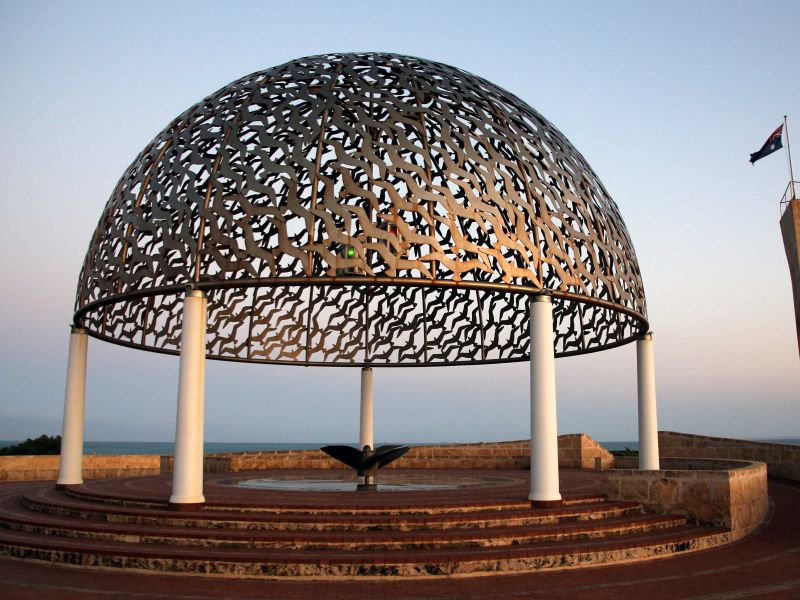 HMAS Sydney II Memorial and Representation Bow Section of the Ship At Sunrise 