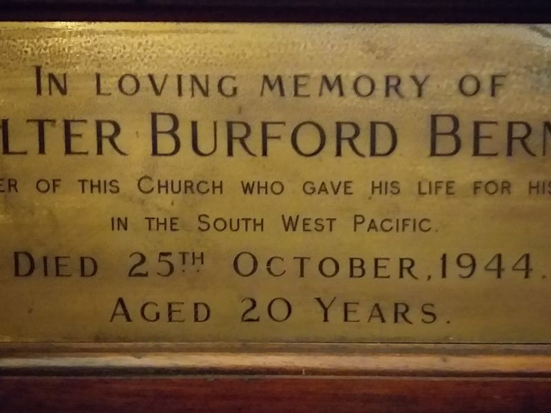 Walter Burford Bernie Memorial Plaque