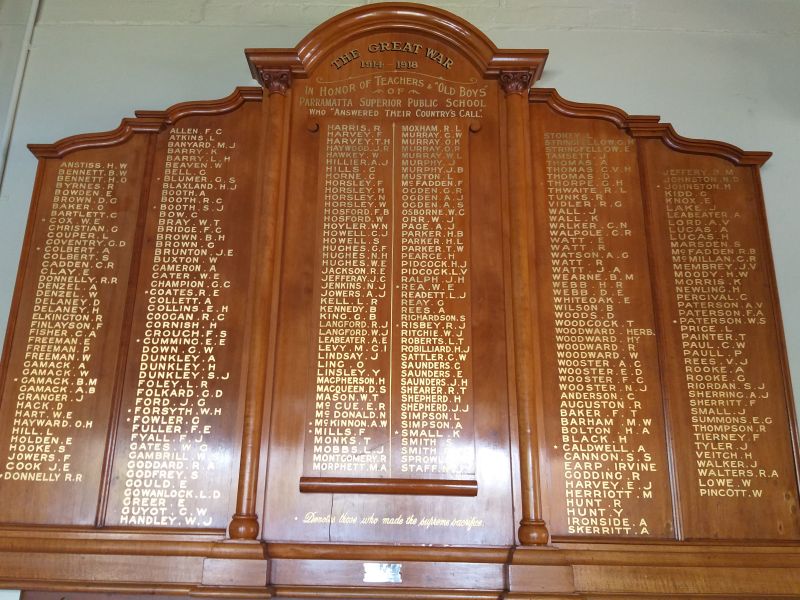 Parramatta Superior Public School Teachers & "Old Boys" Honor Roll