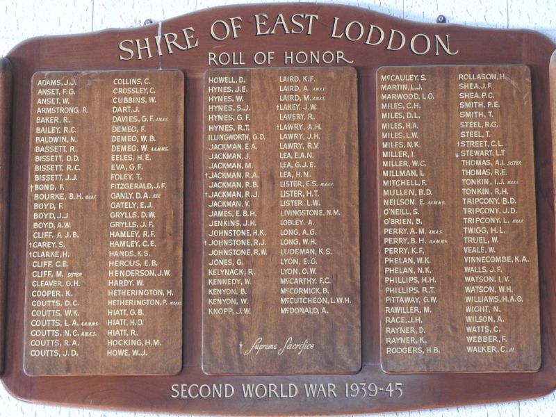 Shire of East Loddon Roll of Honor WW2