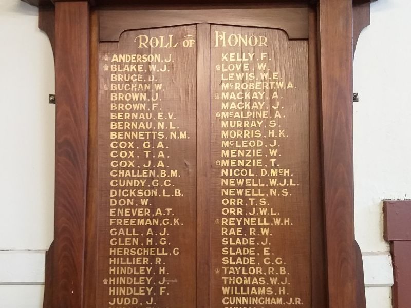 St Johns Presbyterian Church Roll of Honor