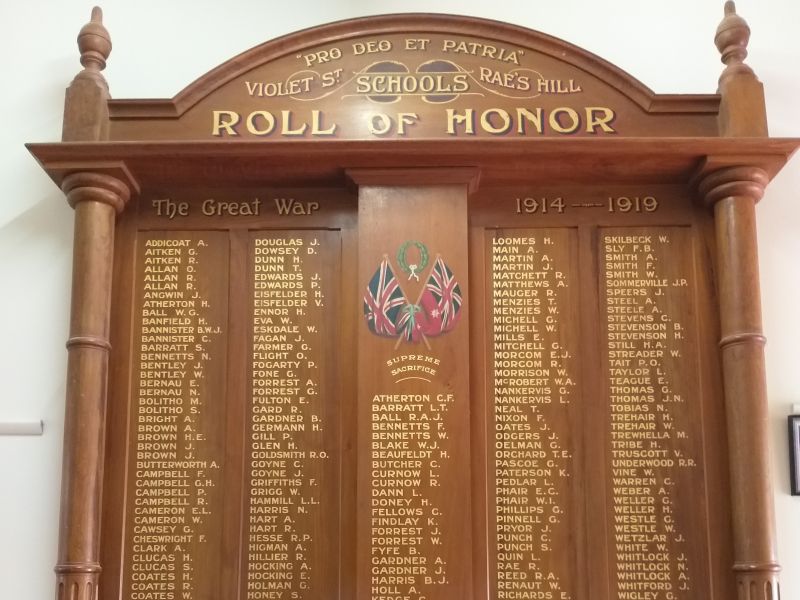 Violet St & Rae's Hill Schools Roll of Honor