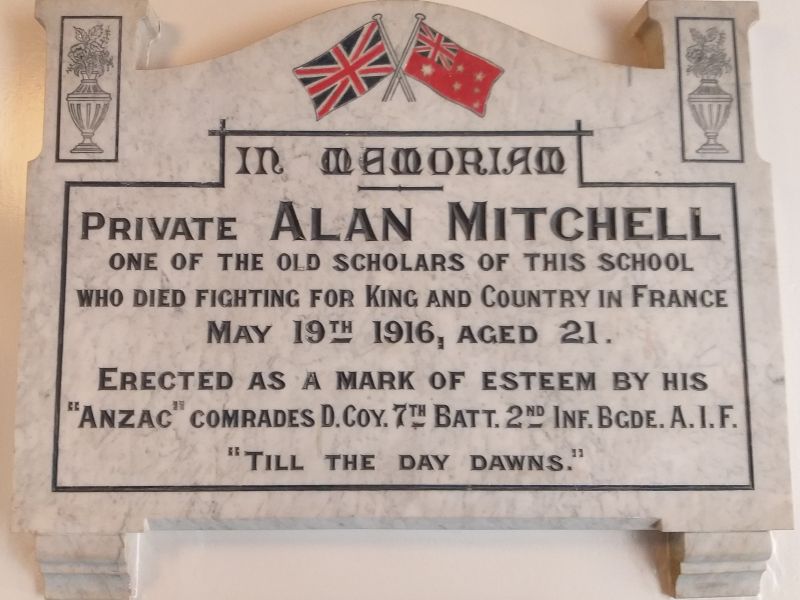 Pte Alan Mitchell Memorial Plaque (Violet Street SS)