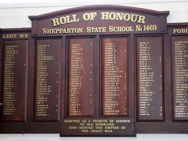Shepparton State school No.1469 Roll of Honour at Shepparton Heritage Centre