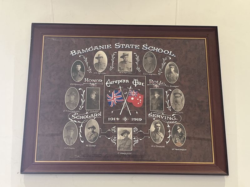 Bamganie State School Memorial located within the Meredith Historical Interest Group offices