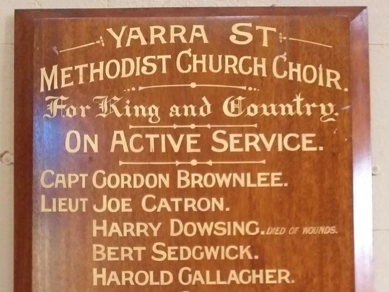 Yarra Street Methodist Church Choir Honour Roll