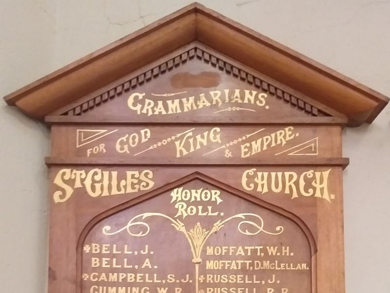 St Giles Presbyterian Church Grammarians Honor Roll