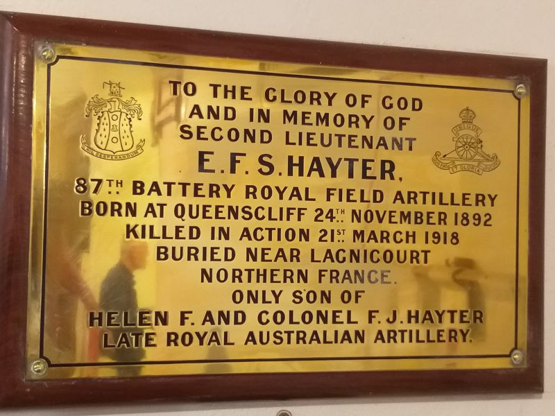 Second Lieutenant EFS Hayter (RFA) Memorial