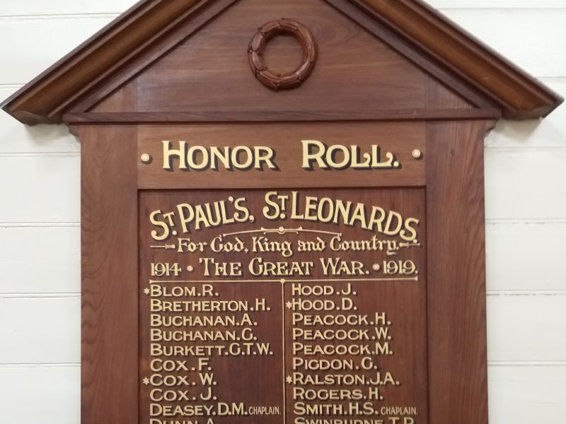 St Paul's Anglican Church Honor Roll