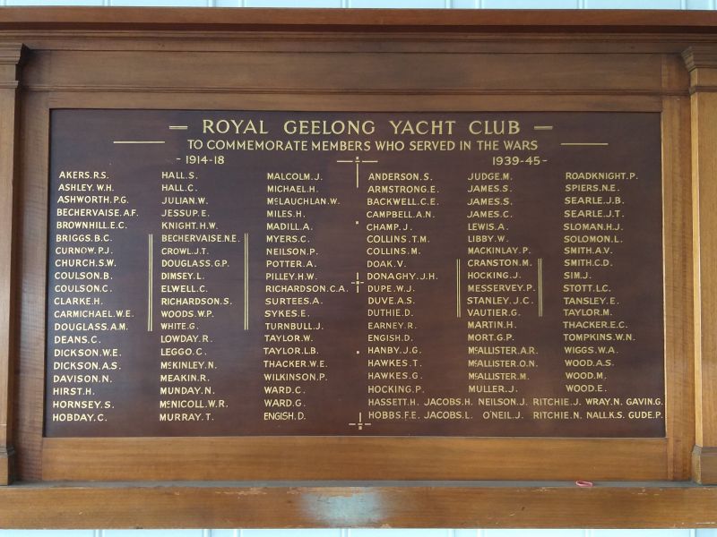 Royal Geelong Yacht Club Honor Roll