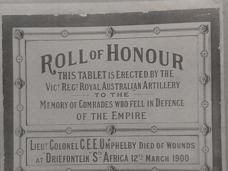 Victorian Regiment Royal Australian Artillery Roll of Honour 