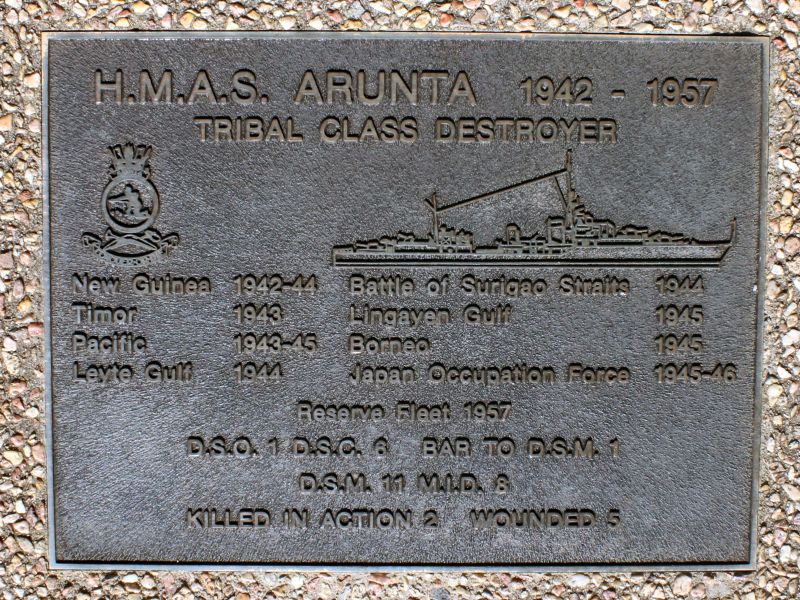 HMAS Arunta Tribal Class Destroyer 1942-1957 Memorial Plaque