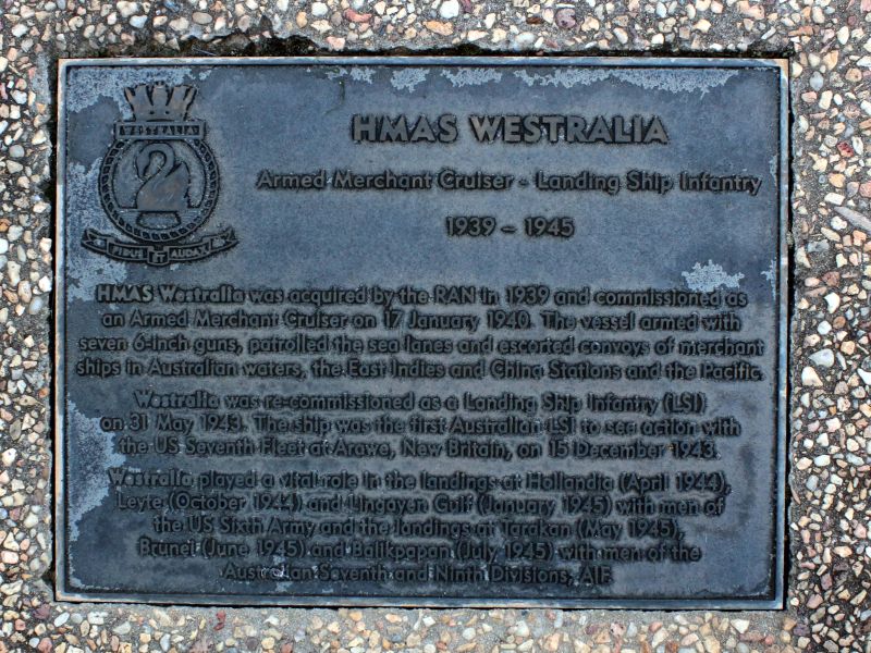 HMAS Westralia Armed Merchant Cruiser Memorial Plaque