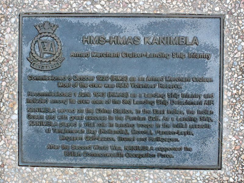 HMS - HMAS Kanimbla Armed Merchant Cruiser Memorial Plaque