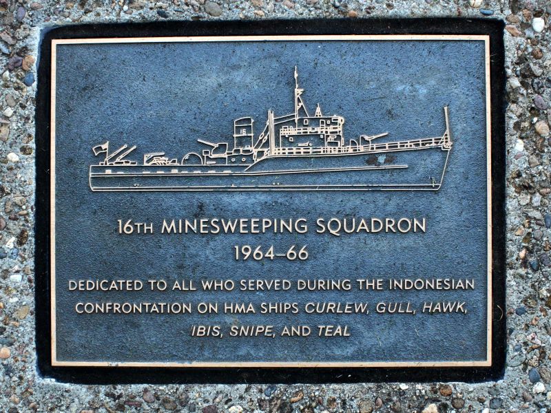 16th Minesweeper Squadron 1964-1966 (HMA Ships Curlew, Gull, Hawk, Ibis, Snipe and Teal) Memorial Plaque