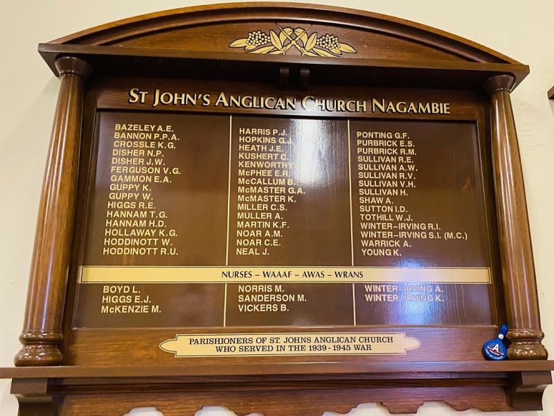 St Johns Anglican Church Nagambie WW2 Honour Roll