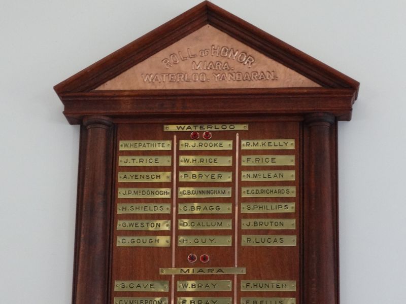 WW1 honour Roll Yandaran