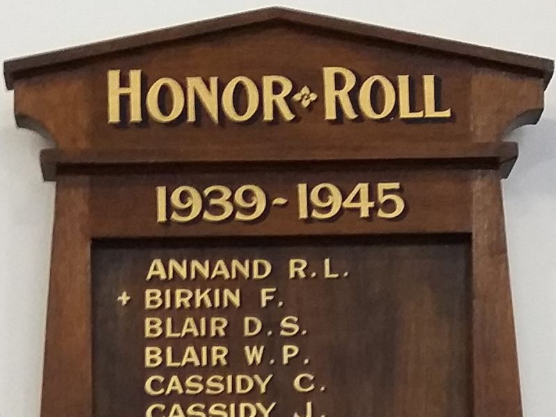 Newstead Methodist Church Honor Roll WW2