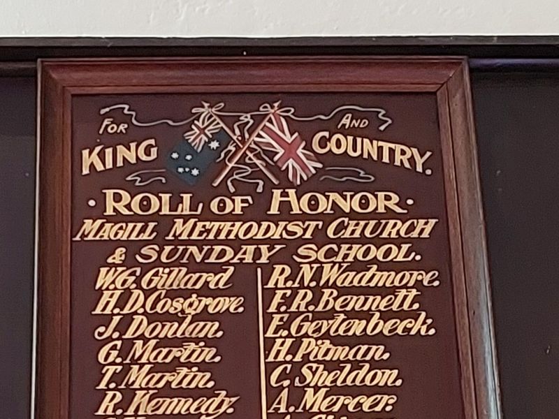 Magill Methodist Church & Sunday School Roll of Honour