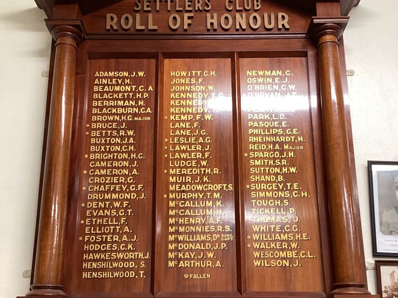 Mildura Settlers Club Roll of Honour