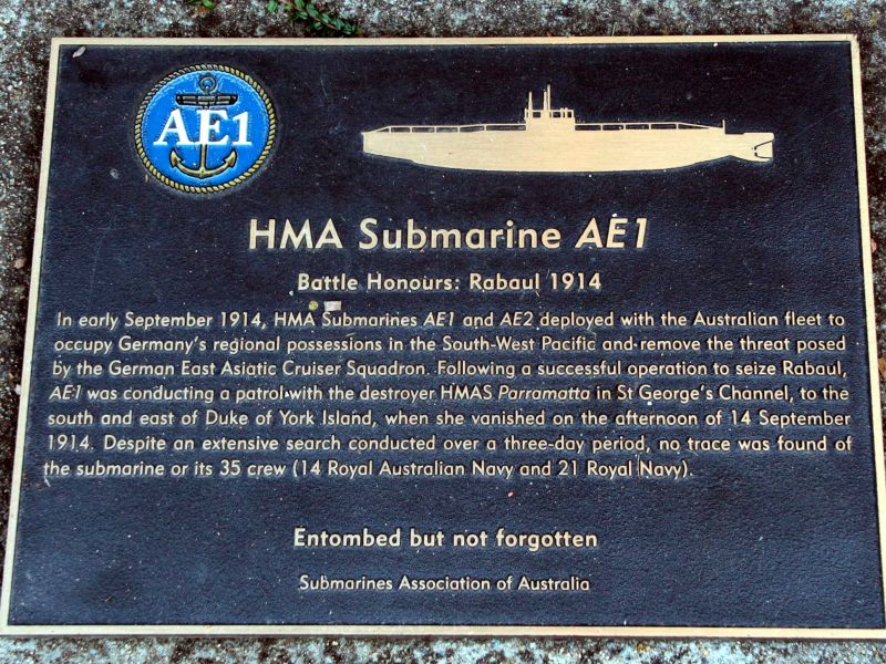 HMA Submarine AE 1 Memorial Plaque at the Australian War Memorial, Canberra