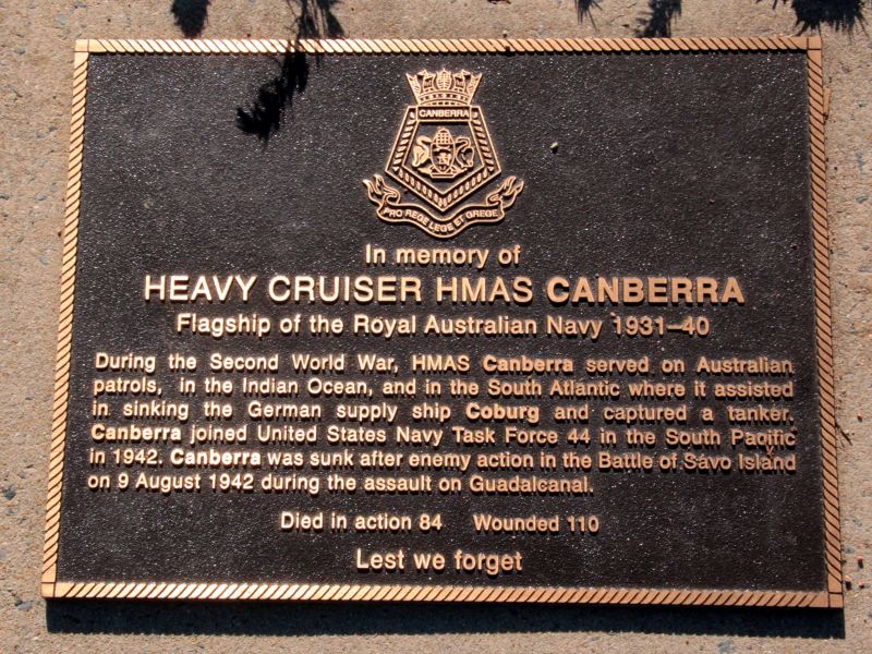 HMAS Canberra (World War II Heavy Cruiser) Memorial Plaque at the Australian War Memorial, Canberra