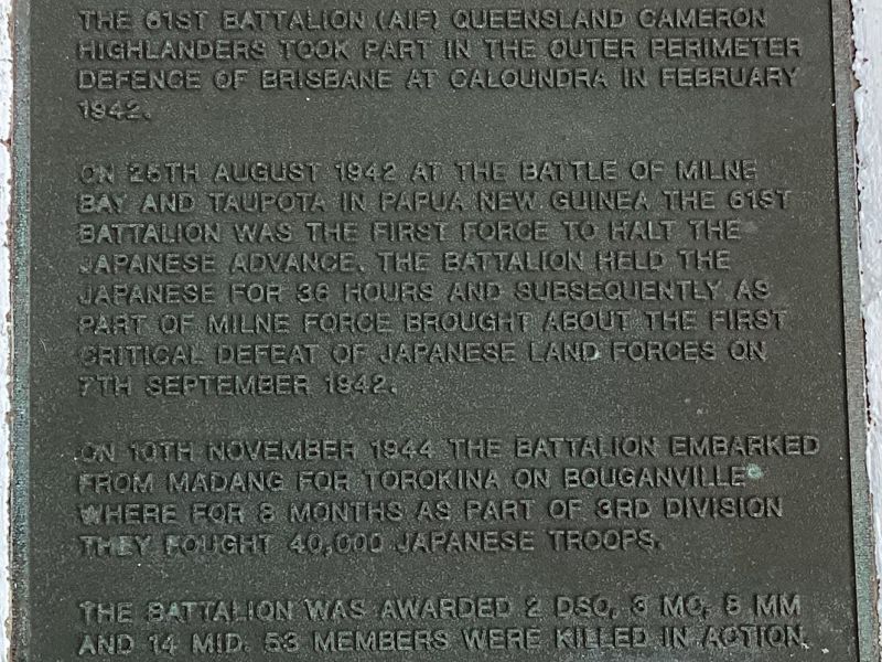 61st Battalion AIF Memorial Plaque
