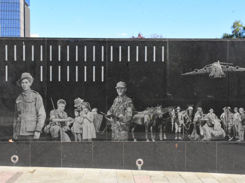 The first section of the Anzac Centenary Memorial Walk mural