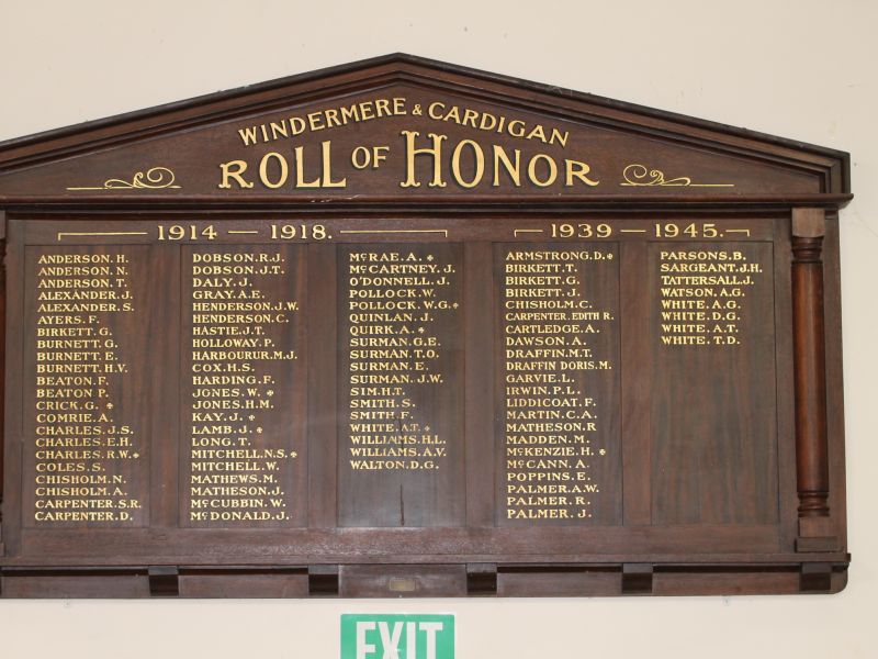 Windermere & Cardigan Roll of Honor