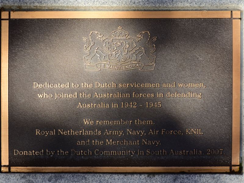 The plaque for Dutch servicemen and women on the Pathway of Honour