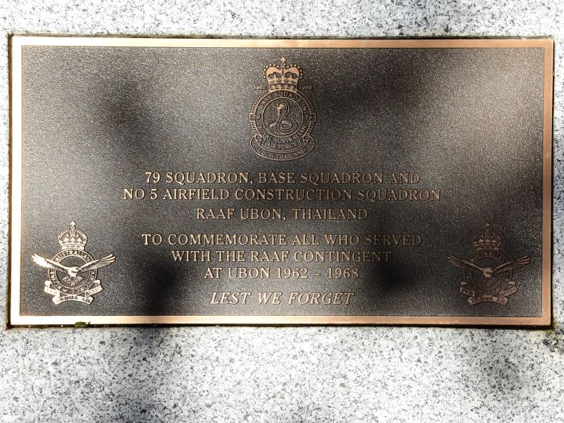 The plaque commemorating the RAAF Presence in Ubon, Thailand