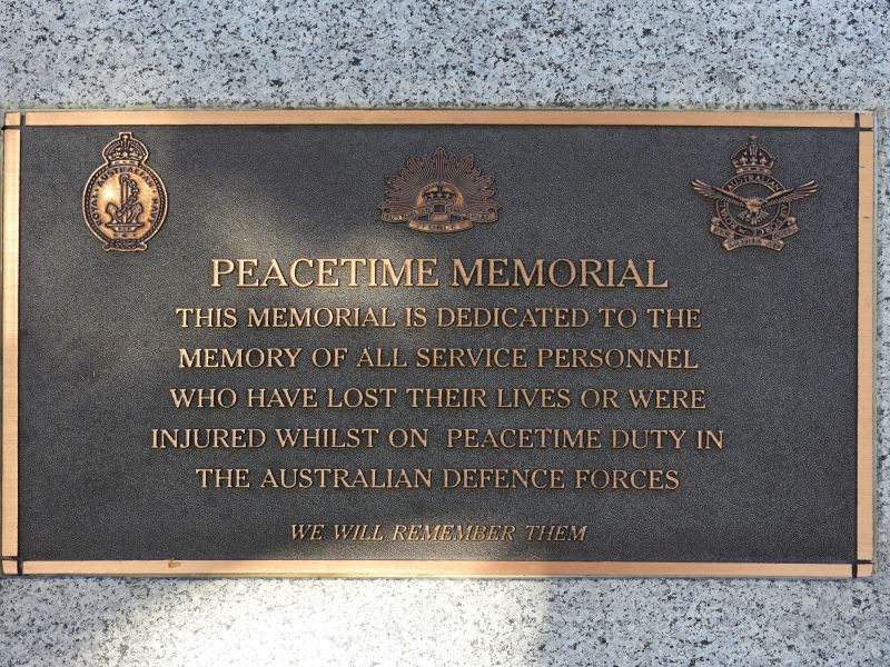 The Memorial plaque dedicated to all who have lost their lives or been injured during peacetime service