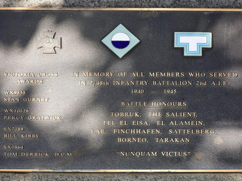 The plaque commemorating the 2/48th Australian Infantry Battalion SWW