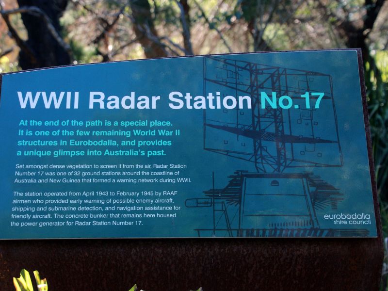 Burrewarra Point World War II Radar Station No 17 Site Interpretative Board