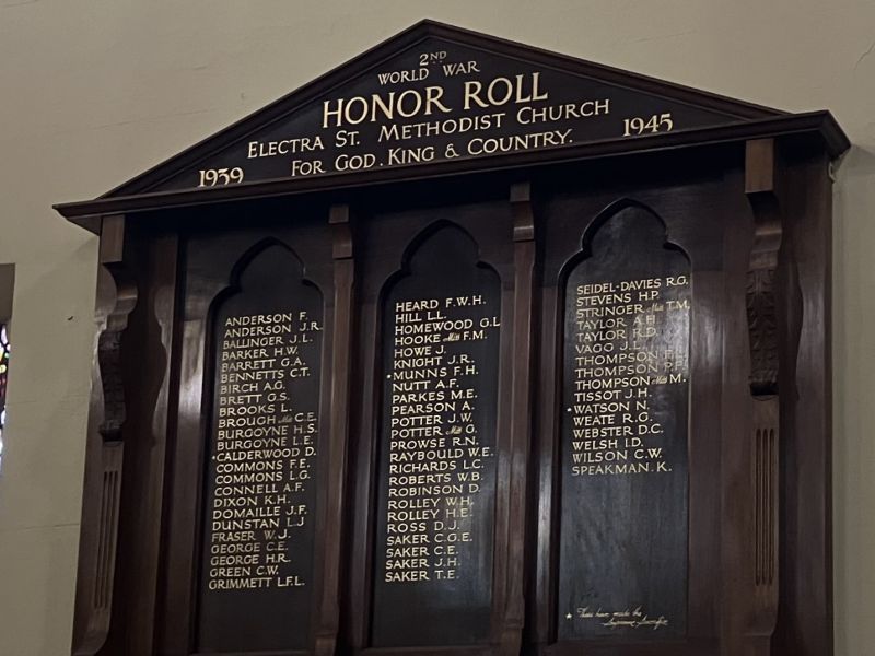 Electra St. Methodist Honour Roll